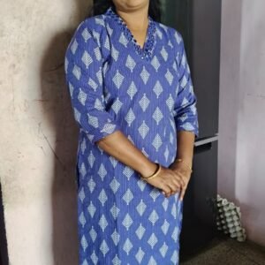OFFICE WEAR - KANTHA COTTON SIDE SLIT KURTI